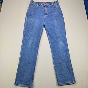 Wrangler Jeans Straight Leg Western High Rise Medium Wash Blue Womens 15/16x32